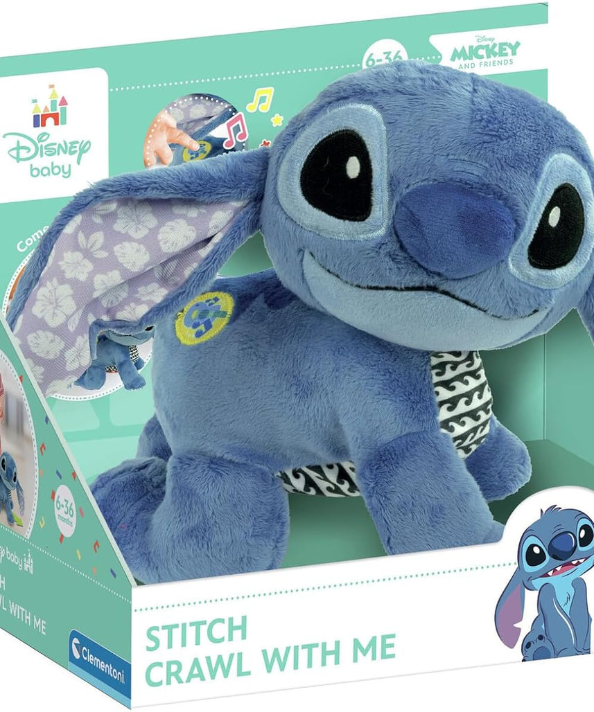 Disney Clementoni Baby Stitch Crawl with Me, Plush Toy, With Sounds, Learning Toys for Babies & Toddlers, Gift