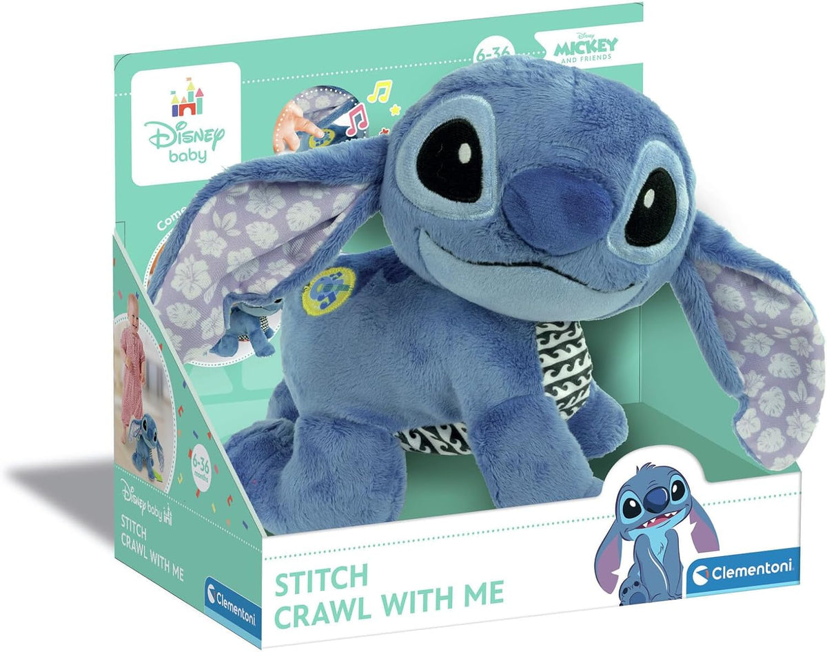 Disney Clementoni Baby Stitch Crawl with Me, Plush Toy, With Sounds, Learning Toys for Babies & Toddlers, Gift