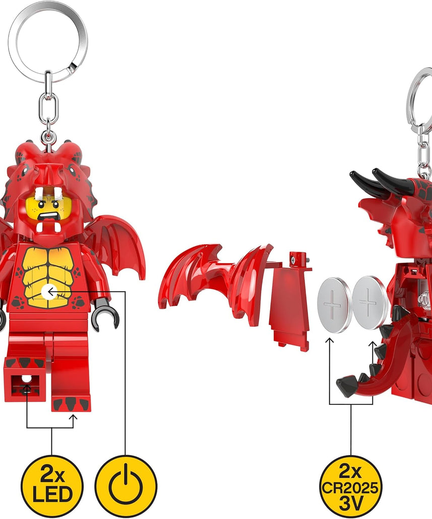 LEGO Minifigures Large 3 Inch Tall Figure Keychain Light - Dragon Suit Guy (KE196H), Red, Large - 3 inches tall