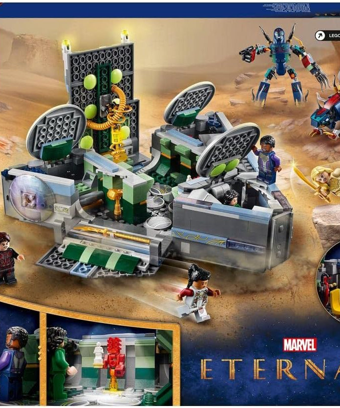 مجموعة بناء ليجو مارفل رايز أوف ذا دومو 76156، 1040 قطعة، مع 6 مجسمات صغيرة من إتيرنالز ومجسمين من ديفيانت، مجموعة لعب سفينة فضاء للأبطال الخارقين للأطفال من سن 8 سنوات فما فوق