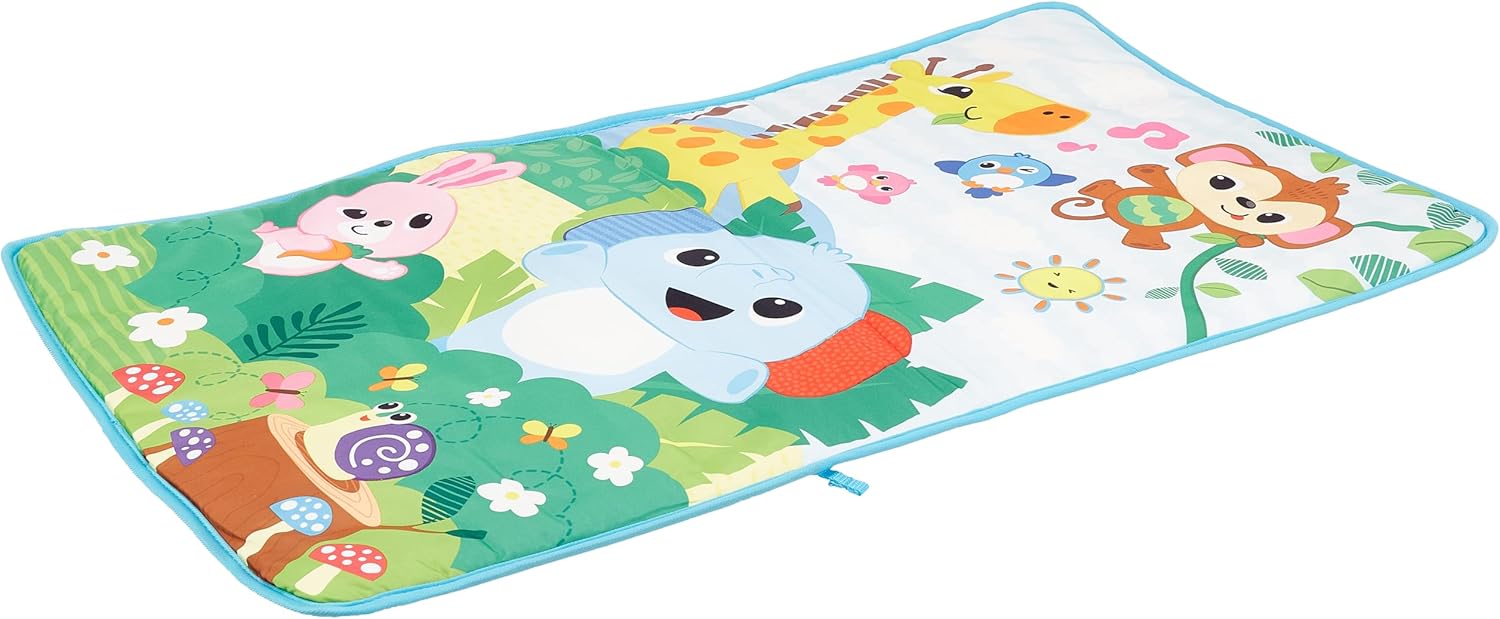 Winfun Jungle Pals Kick ’N Play Musical Gym | Baby Activity Play Mat with Lights & Sounds | Infant Gym with Hanging Toys & Musical Kicking Pad for Newborns 0M+