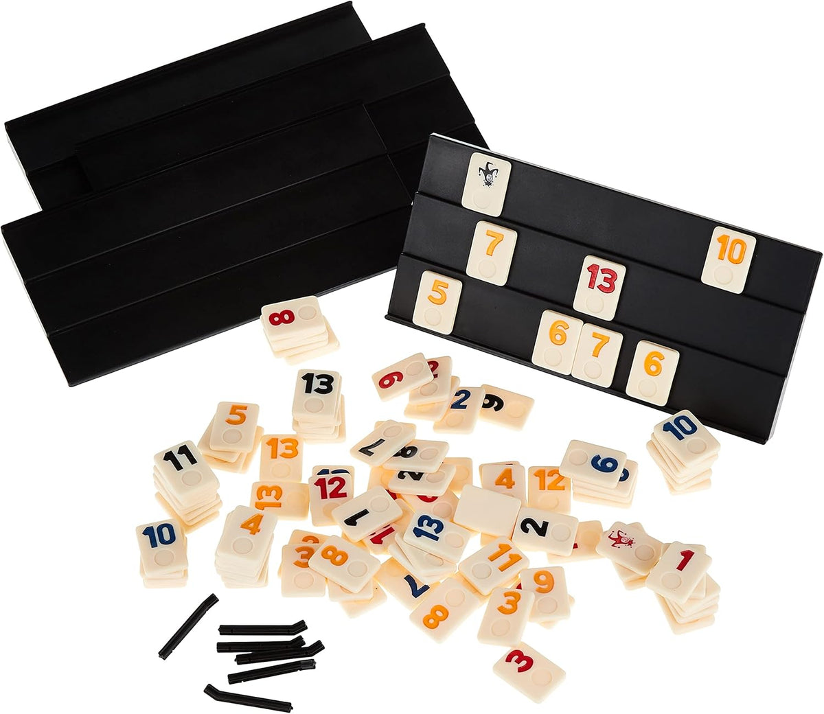 Ambassador Merchant Rummy Board & Card Games, 106 Melamine Pieces, Plastic Holder, Gold Foil Gift Box, Multi Color, +6-20 Years