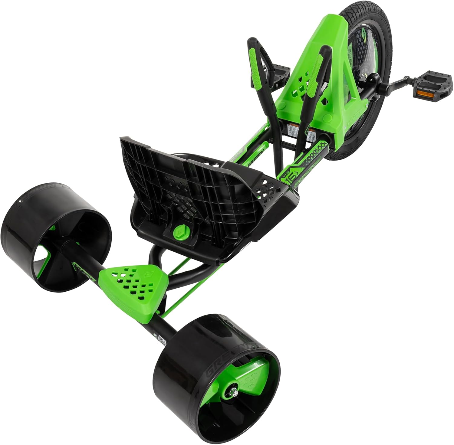 Huffy Green Machine 16 Inch Drift Trike, Pedal Powered Ride On with Dual Stick Steering and Adjustable Seat, Kids Outdoor Spin and Drift Trike, Ages 5Y+