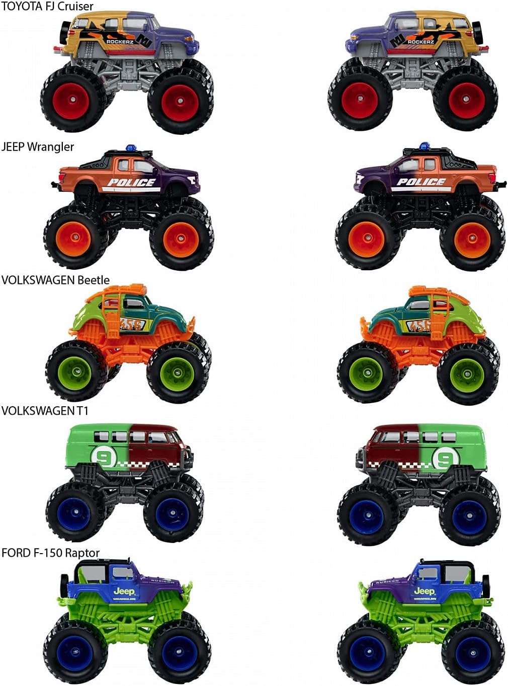 Majorette Monster Rockerz Colour Changers – 1 Random Monster Truck, Magic Colour Changing Paint, Rubber Tyres, 1:64 Scale, Ages 3+