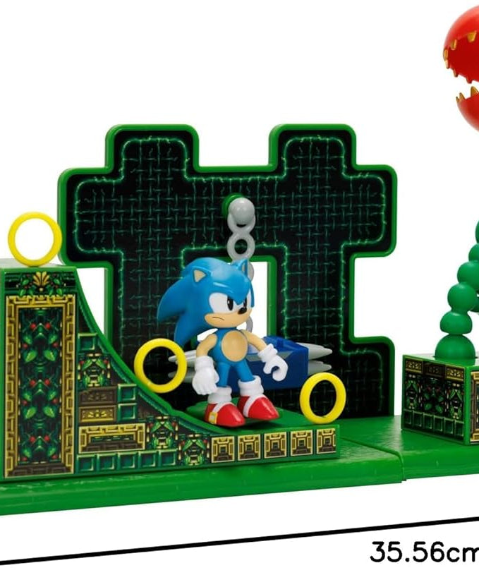 مجموعة ألعاب سونيك القنفذ ستارداست سبيدواي زون، مقاس 2.5 بوصة، شخصية سونيك الكلاسيكية، منصات تفاعلية للمنحدرات والمسامير، قطع بيئية قابلة للتجميع، شاشة قابلة للتخصيص، تعمل بالطاقة للأطفال، لا تحتاج إلى بطاريات، جاكس باسيفيك