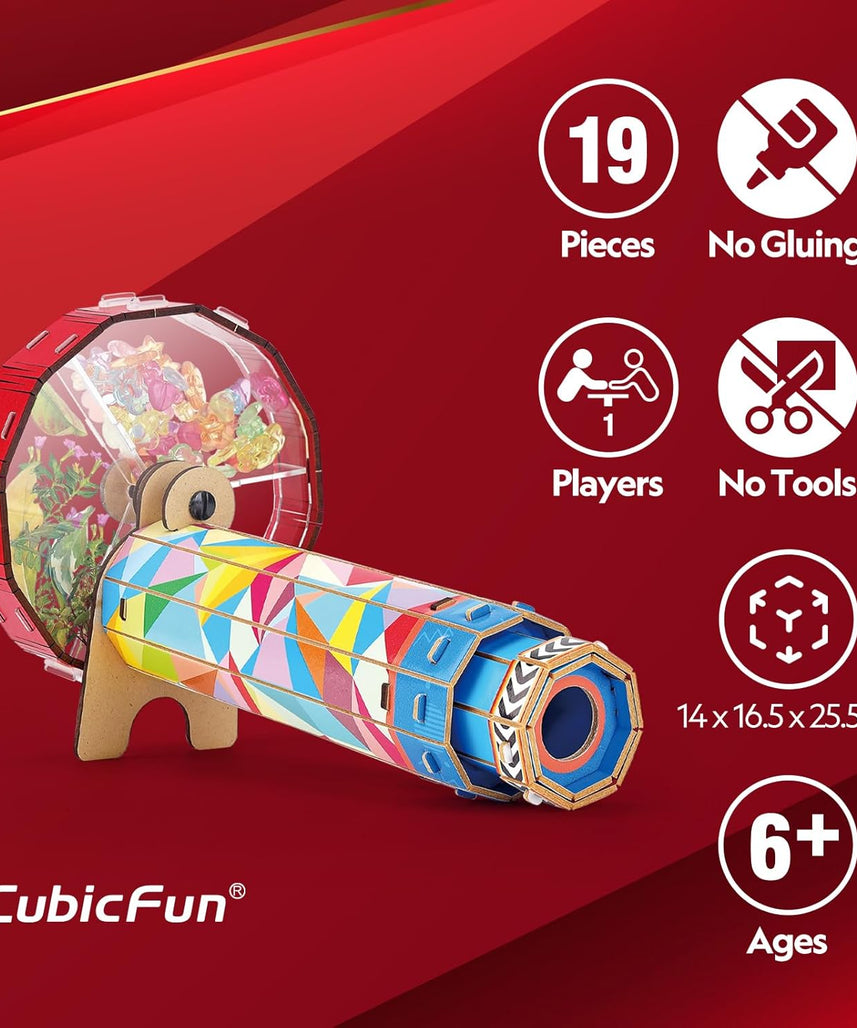 National Geographic 3D Kaleidoscope Puzzle 19-Piece STEM Educational Toy by Cubic Fun with Read-Along Adventure for Kids Ages 6 and Up