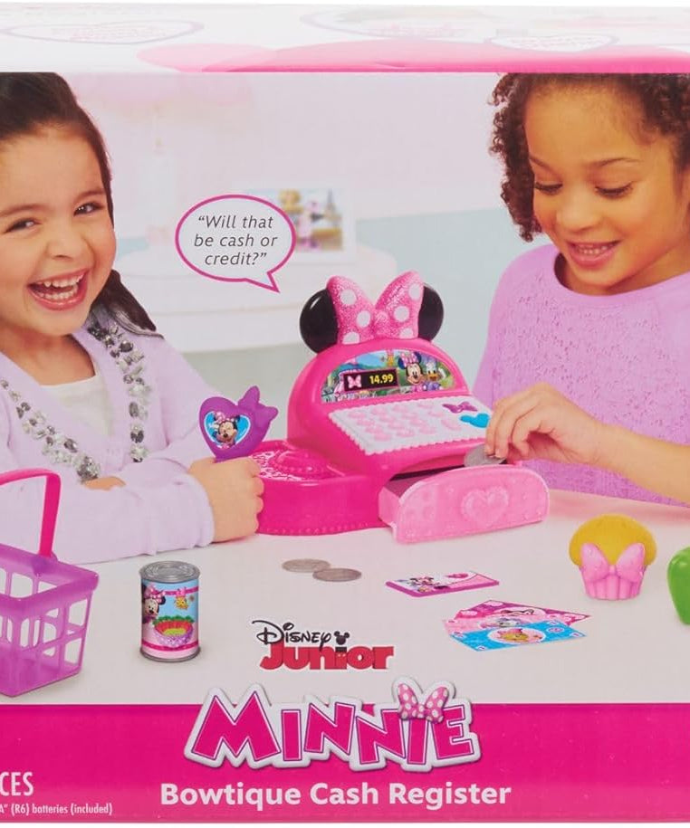 لعبة تسجيل نقدي ميني ماوس من ديزني جونيور مع أصوات، نقود وهمية، ماسح ضوئي للعب، ملحقات للأطفال من سن 3 سنوات فما فوق