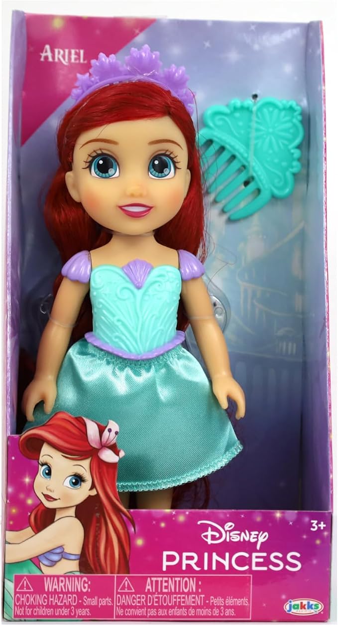 Disney Princess Petite Doll With Comb 6-Inch Ariel, Collectible Doll, Figurine, 3 Years+