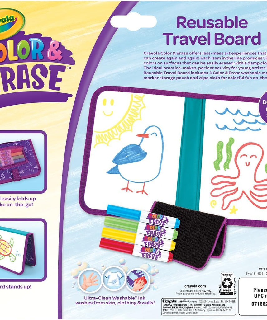 Crayola Color & Erase Drawing Board for Kids, Travel Coloring Kit, Gift 3+