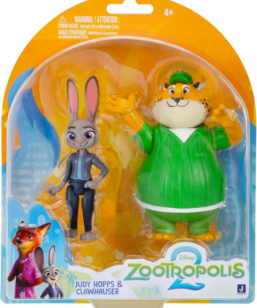 Disney Zootropolis 2 Figure 3-Inch 2-Pack - Judy Hopps with Clawhauser, Official Zootopia 2 Movie Toys, Collectibles, Mystery Tails Figurines, Gift, Kids Toy, 4 Years+
