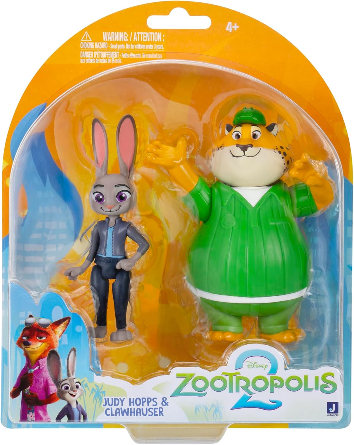 Disney Zootropolis 2 Figure 3-Inch 2-Pack - Judy Hopps with Clawhauser, Official Zootopia 2 Movie Toys, Collectibles, Mystery Tails Figurines, Gift, Kids Toy, 4 Years+