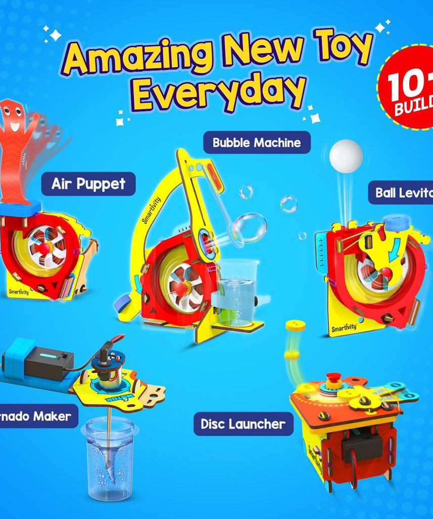 Smartivity 10-in-1 Motor Powered STEM Engineering Kit for Kids I 10+ Fun Electronics Projects for Smart Kids | DIY Science Kit/Toy for Ages 6,7,8,9,10,11,12 Years Old Boys & Girls
