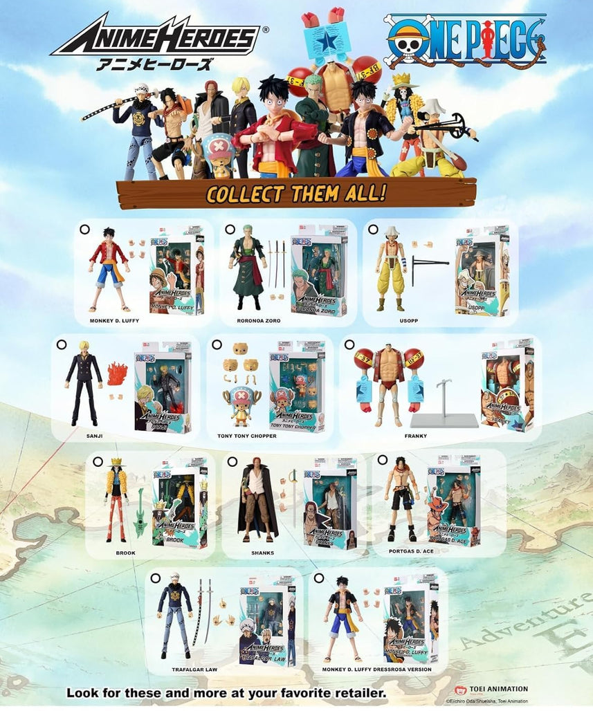 Bandai Anime Heroes One Piece Monkey D Luffy Renewal Version 6.5 Inch Action Figure Anime Collectible Toy for Kids and Fans