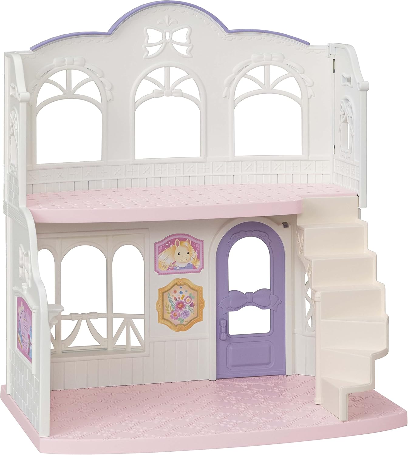 Sylvanian Families Pony's Stylish Hair Salon Set (5642) – 2-Story Salon with Sally Pony Figure, Hair Accessories, Styling Book, Dresser & Shampoo Basin – Educational Role-Playing Toy for Ages 3+