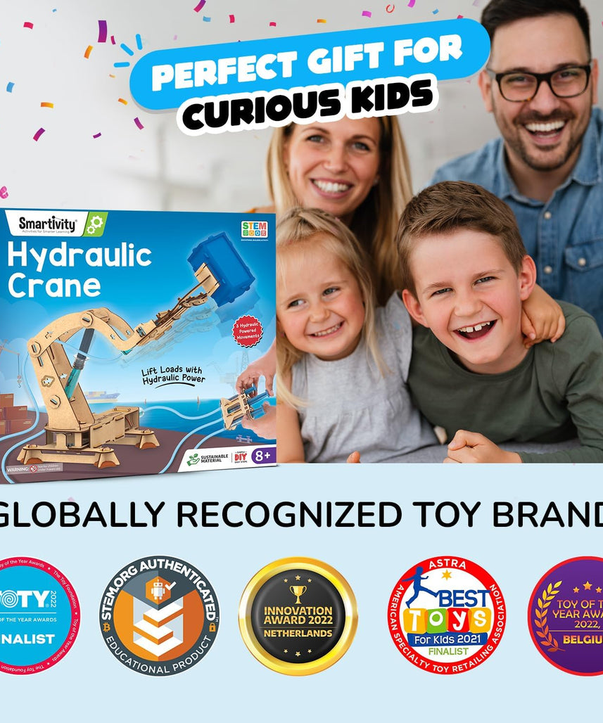 Smartivity Hydraulic Crane, STEM DIY Fun Toy, Educational & Construction Based Activity Game Kit for Kids 6 to 14, Best Birthday Gift for Boys & Girls 6-8-10-12-14 Years Old, Made in India