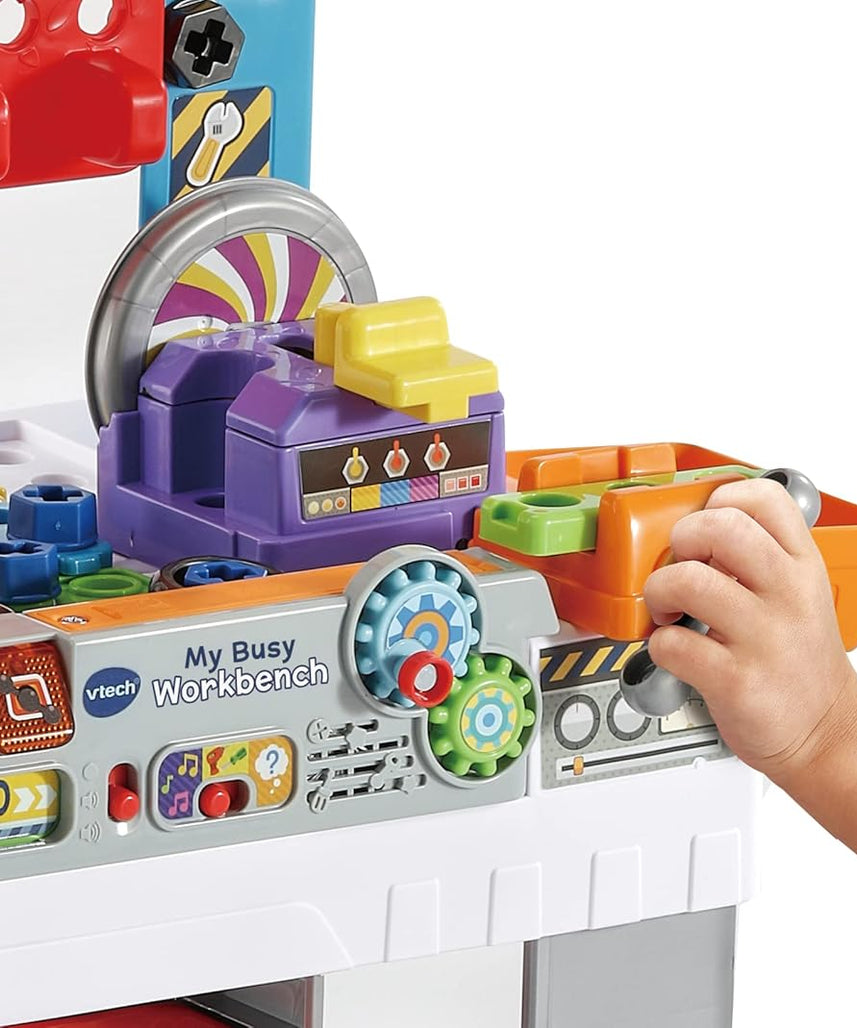 VTech My Busy Workbench, Interactive Toddler Toy, Pretend Play Tools, 100+ Pieces, Lights, Music & Sounds, Kids Gifts 3, 4, 5 + Years, English Version