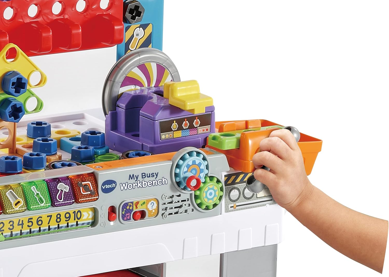 VTech My Busy Workbench, Interactive Toddler Toy, Pretend Play Tools, 100+ Pieces, Lights, Music & Sounds, Kids Gifts 3, 4, 5 + Years, English Version