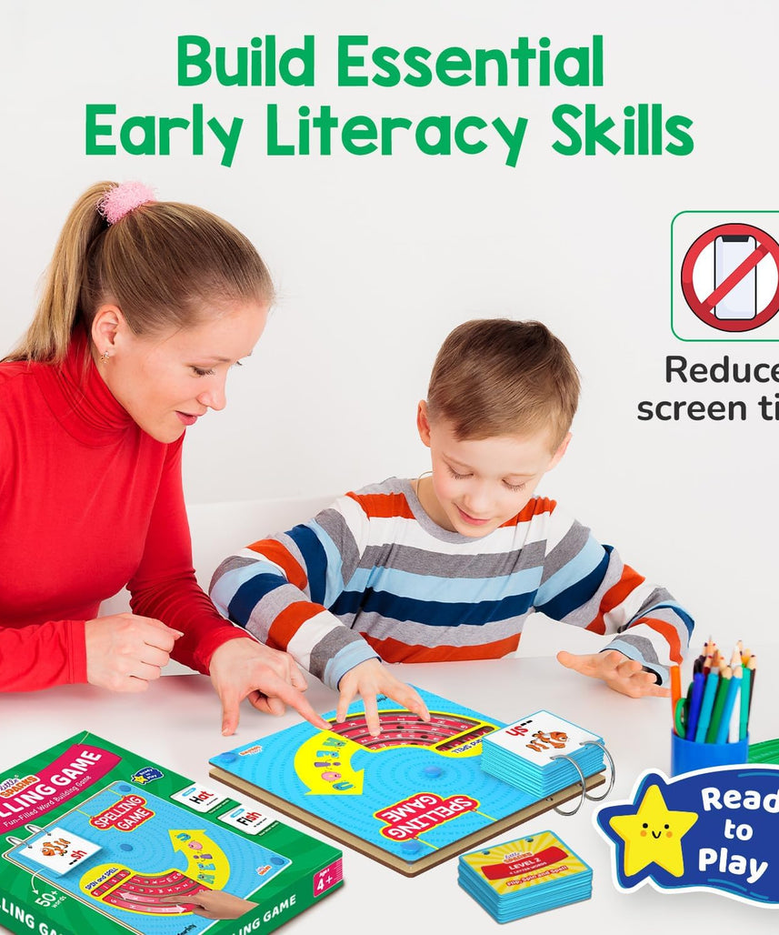 Smartivity Spelling Game Learning Toy for Kids 4-8 Years Old I 50+ Picture Cards I Birthday Gift I Educational Word & Vocabulary Building Toy with Rotating Letter Wheels I Travel-Friendly