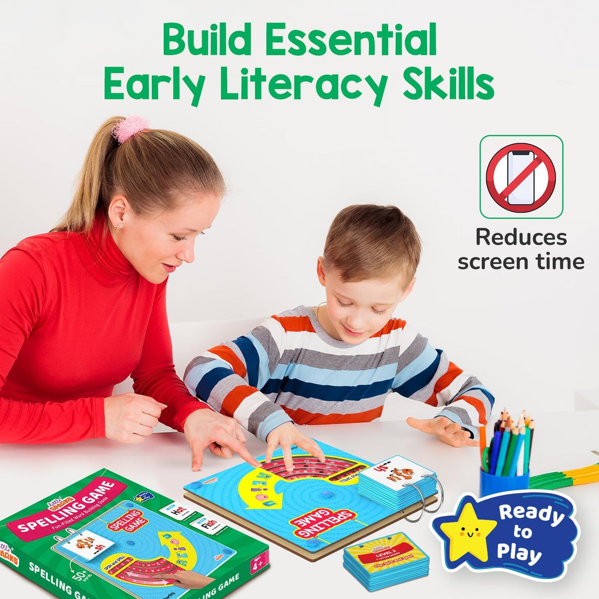 Smartivity Spelling Game Learning Toy for Kids 4-8 Years Old I 50+ Picture Cards I Birthday Gift I Educational Word & Vocabulary Building Toy with Rotating Letter Wheels I Travel-Friendly