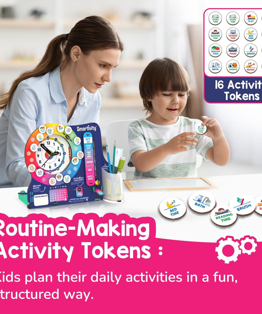 Smartivity DIY Interactive Clock with Stationary Organiser for Kids Ages 6-12 | Features an Infinity Calendar | Birthday Gift for Boys & Girls | Educational Toy