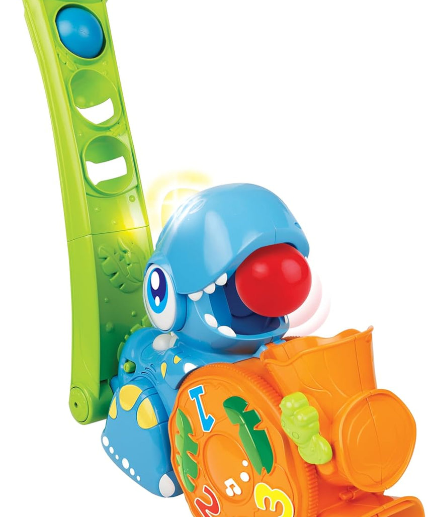 Winfun Popping Fun Dino Interactive Toy, Push-Along Dinosaur with Popping Balls, Flashing Lights, Sounds & Easy-Grip Handle, Encourages Motor Skills, Hand-Eye Coordination & Sensory Play, For Toddlers 12+ Months