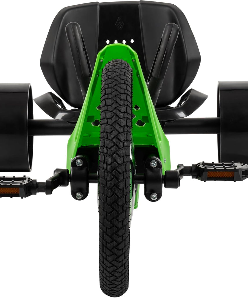 Huffy Green Machine 16 Inch Drift Trike, Pedal Powered Ride On with Dual Stick Steering and Adjustable Seat, Kids Outdoor Spin and Drift Trike, Ages 5Y+