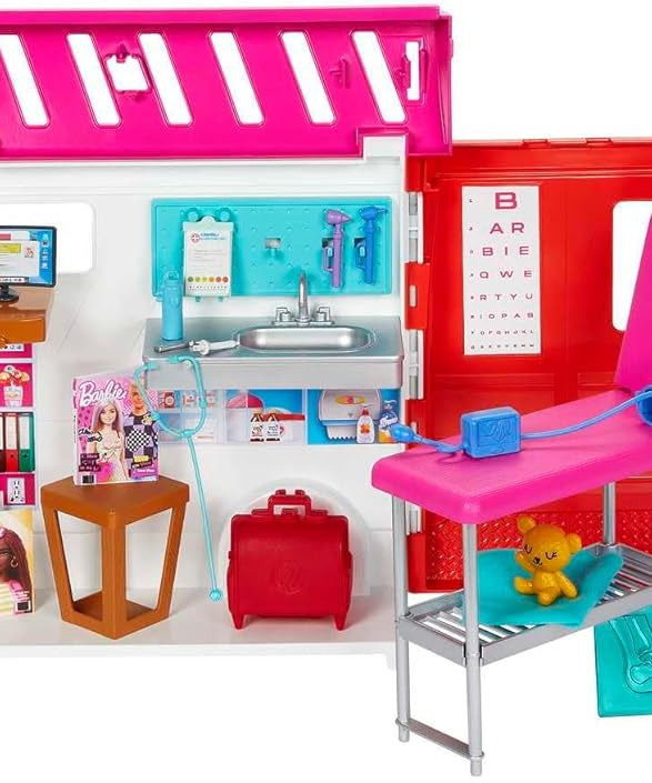 Barbie Toys, Transforming Ambulance and Clinic Playset, 20+ Accessories, Care Clinic