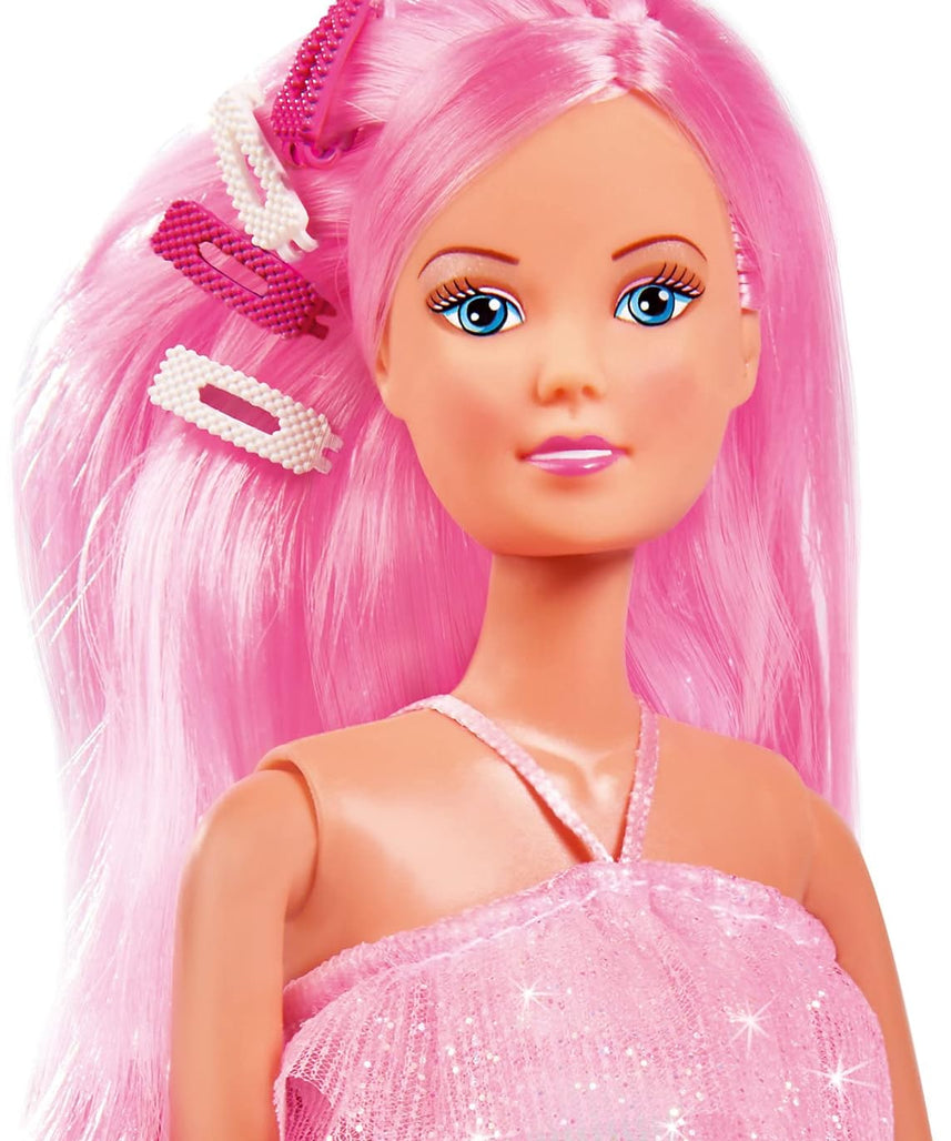 Simba Steffi Love Doll with Glitter Dress 29 cm Extra Long Hair Hair Clips and Brush for Kids Ages 3 and Up