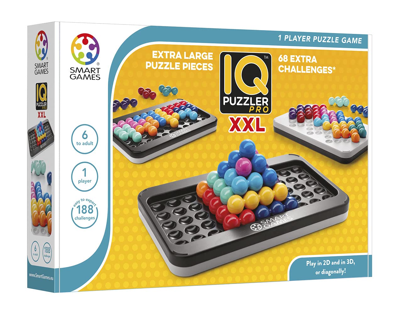 SmartGames IQ Puzzler Pro XXL, Brain Teaser Logic Puzzle Game with 188+ Challenges, STEM Educational Toy for Kids 6+