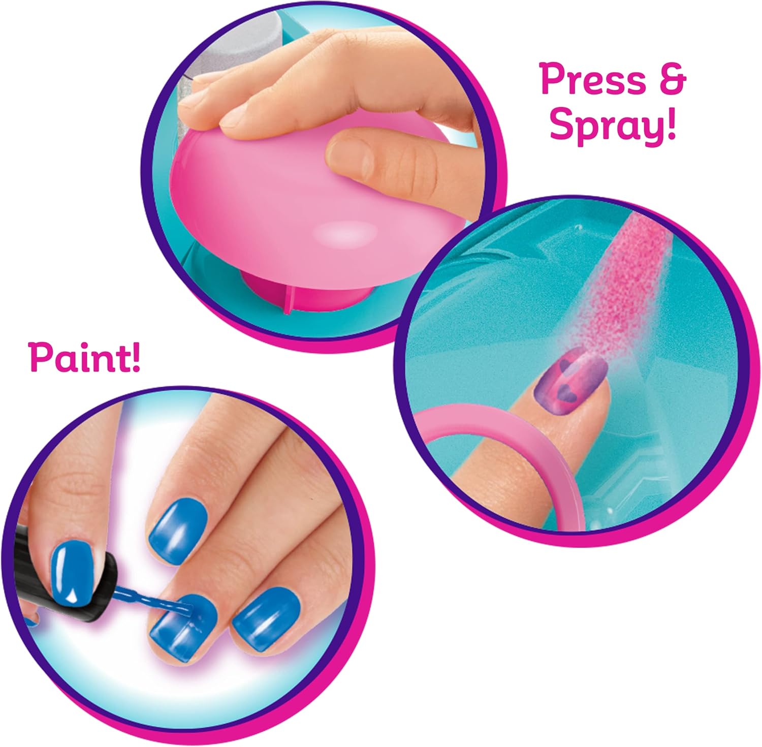 Cra-Z-Art Shimmer and Sparkle Airbrush Designer Nail Salon Kit, Multicolour
