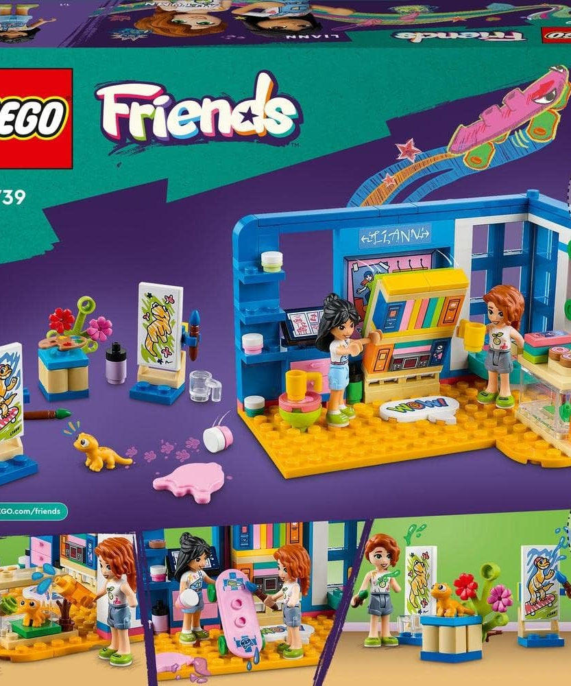 مجموعة ألعاب غرفة نوم ليان 41739 من ليجو فريندز، ذات طابع فني، مع دمى صغيرة، ووزغة أليفة، وإكسسوارات للأطفال من سن 6 سنوات فما فوق