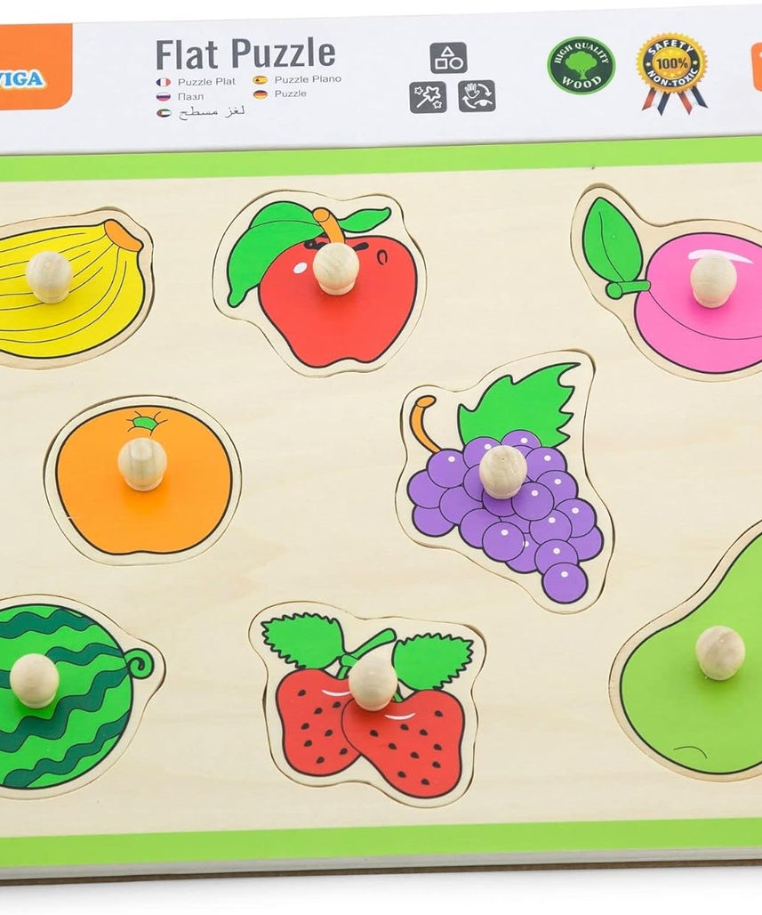 لعبة أحجية فيجا فروت، مكونة من 8 قطع، لعبة مونتيسوري الخشبية، تنمي المهارات الحسية والإدراكية والحركية الدقيقة، غير سامة وصديقة للبيئة، مناسبة للأولاد والبنات من سن 18 شهرًا فما فوق