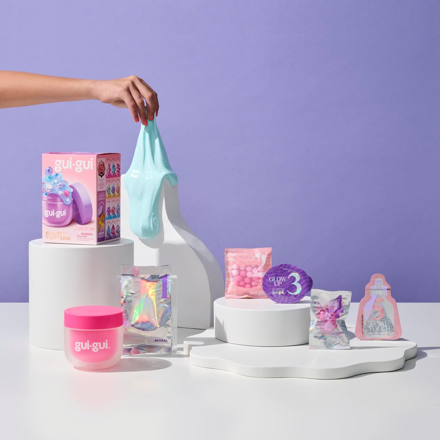 Gui Gui Slime Kit Scented DIY Slime Making Set with Surprise Figurine, Charms and Glitter, Sensory Creative Play Toy for Kids Ages 6+
