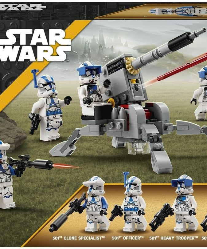 LEGO 75345 Star Wars 501st Clone Troopers Battle Pack Set, Buildable Toy with AV-7 Anti Vehicle Cannon and Spring Loaded Shooter plus 4 Characters
