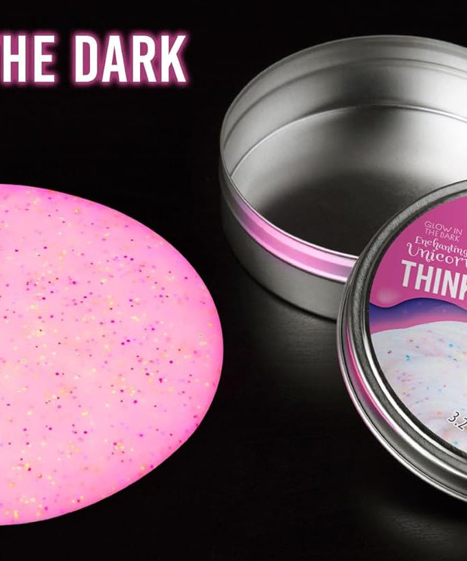Crazy Aaron’s Enchanting Unicorn Glow Thinking Putty Slime, Glow in The Dark Sensory Putty with Neon Rainbow Confetti & Glitter, Multicolour UH020