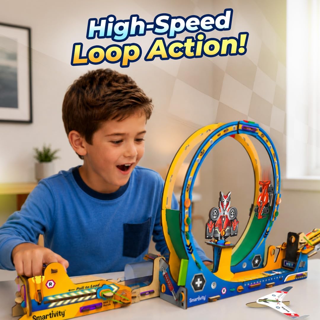 Smartivity High-Speed Race Car Track with Loop for Kids 6-12 Years | 3in1- Car, Loop, Glider Plane Launcher I Build & Play I Birthday Gift for Boys & Girls Age 6,7,8,9,10,11,12 Years