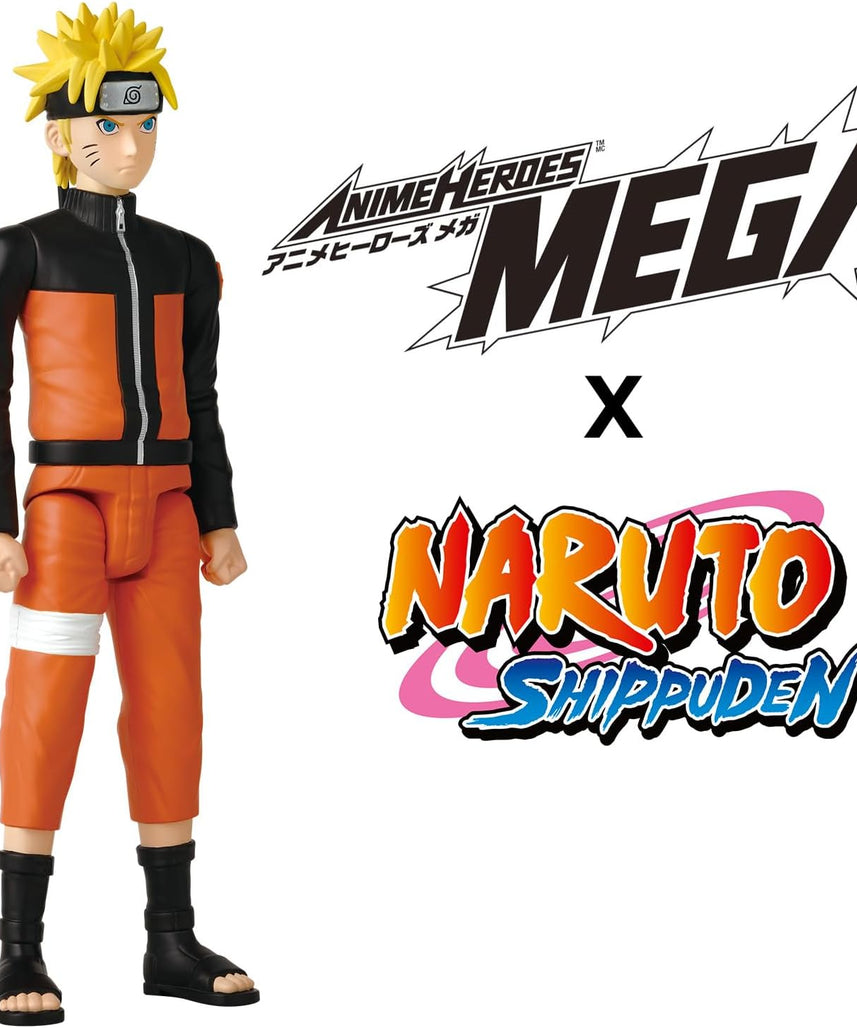 Bandai - Anime Heroes - Naruto Shippuden - Manga Figure Anime Heroes Mega 30 cm - Naruto Uzumaki - Official Naruto Licence - Large Articulated Naruto Figure - Toy for Children from 4 Years - 38151