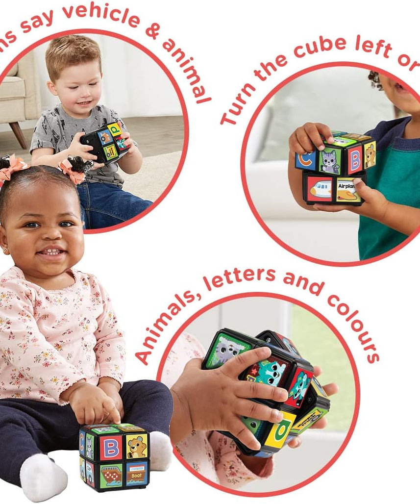 VTech Baby Twist & Teach Animal Cube Interactive Sensory Toy with Music Lights Colours Educational Learning Toy for Toddlers 18-36 Months Boys and Girls Includes Cube and Quick Start Guide Multicolor
