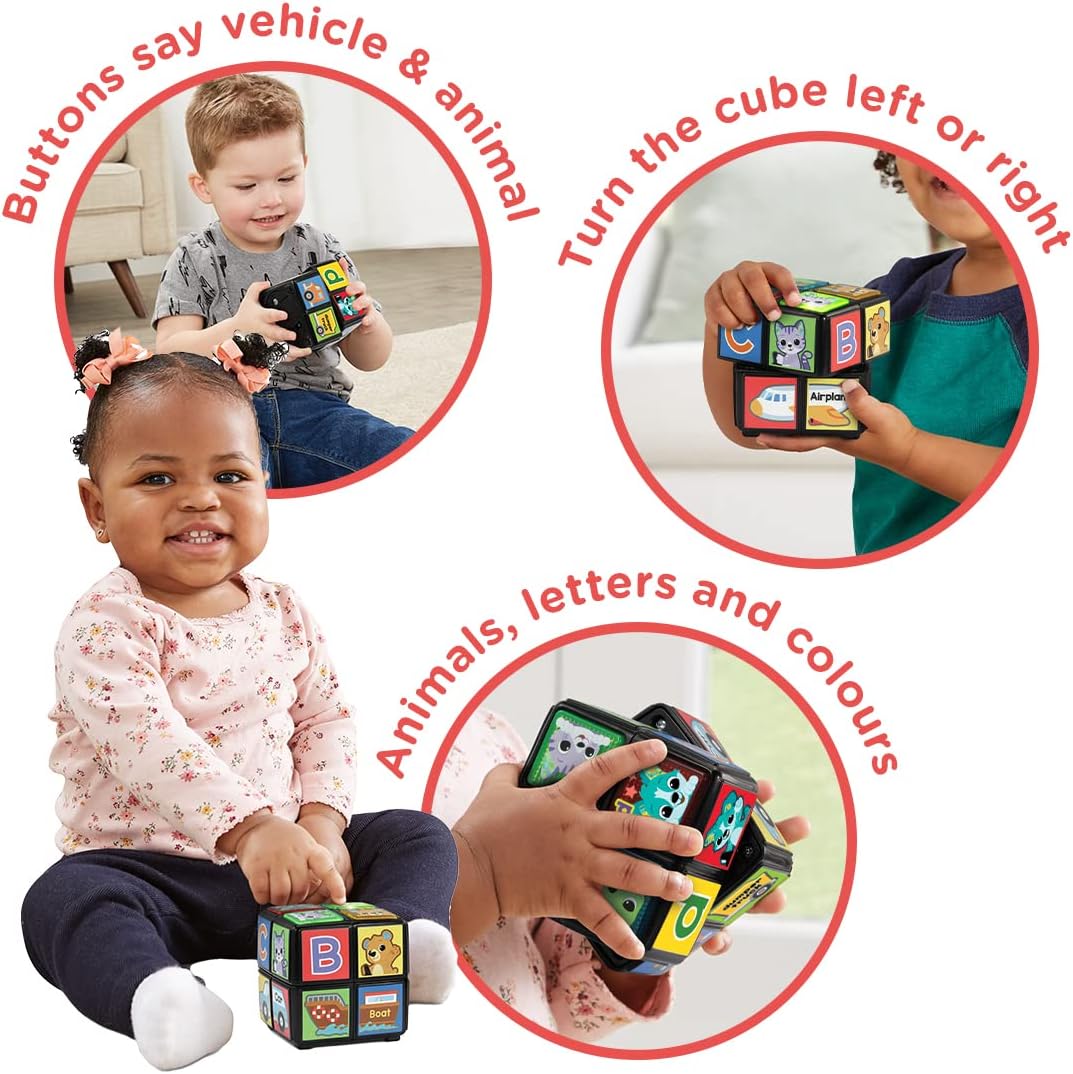 VTech Baby Twist & Teach Animal Cube Interactive Sensory Toy with Music Lights Colours Educational Learning Toy for Toddlers 18-36 Months Boys and Girls Includes Cube and Quick Start Guide Multicolor