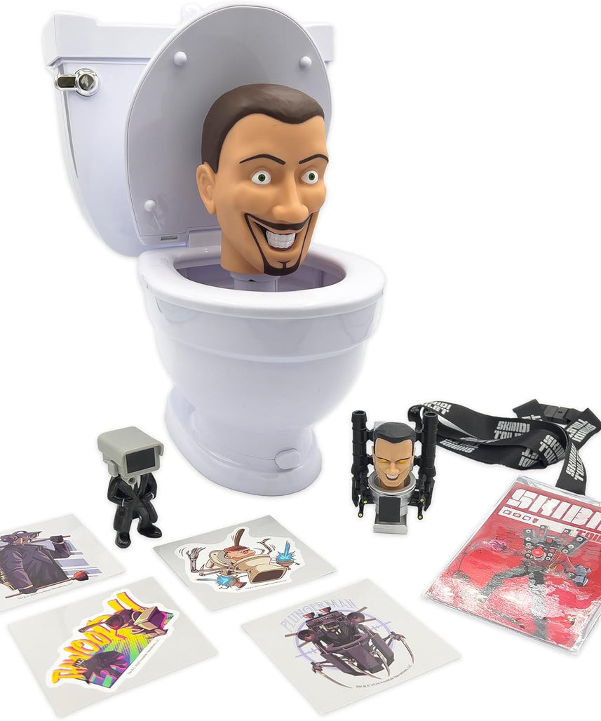 SKIBIDI TOILET Mystery Set, Collectible Action Figure Toy for Boys and Girls 13+, Spring-Loaded Pop-Up Head, Try-Me Flushing Sound, Interactive Surprise Figures, Tabletop Fun