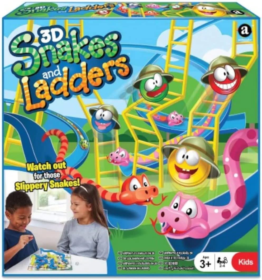 3D Snakes & Ladders Board Game for Kids, Family Fun, Ages 4+