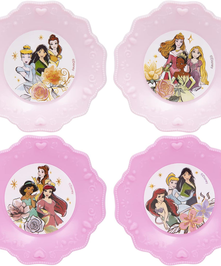 Disney Princess 26-Piece Toy Dinnerware Set, Multicolor Pretend Play Tea Set with Plates, Cups, Spoons, Forks, Knives, Teapot, Sugar Bowl and Creamer, Kids 3+