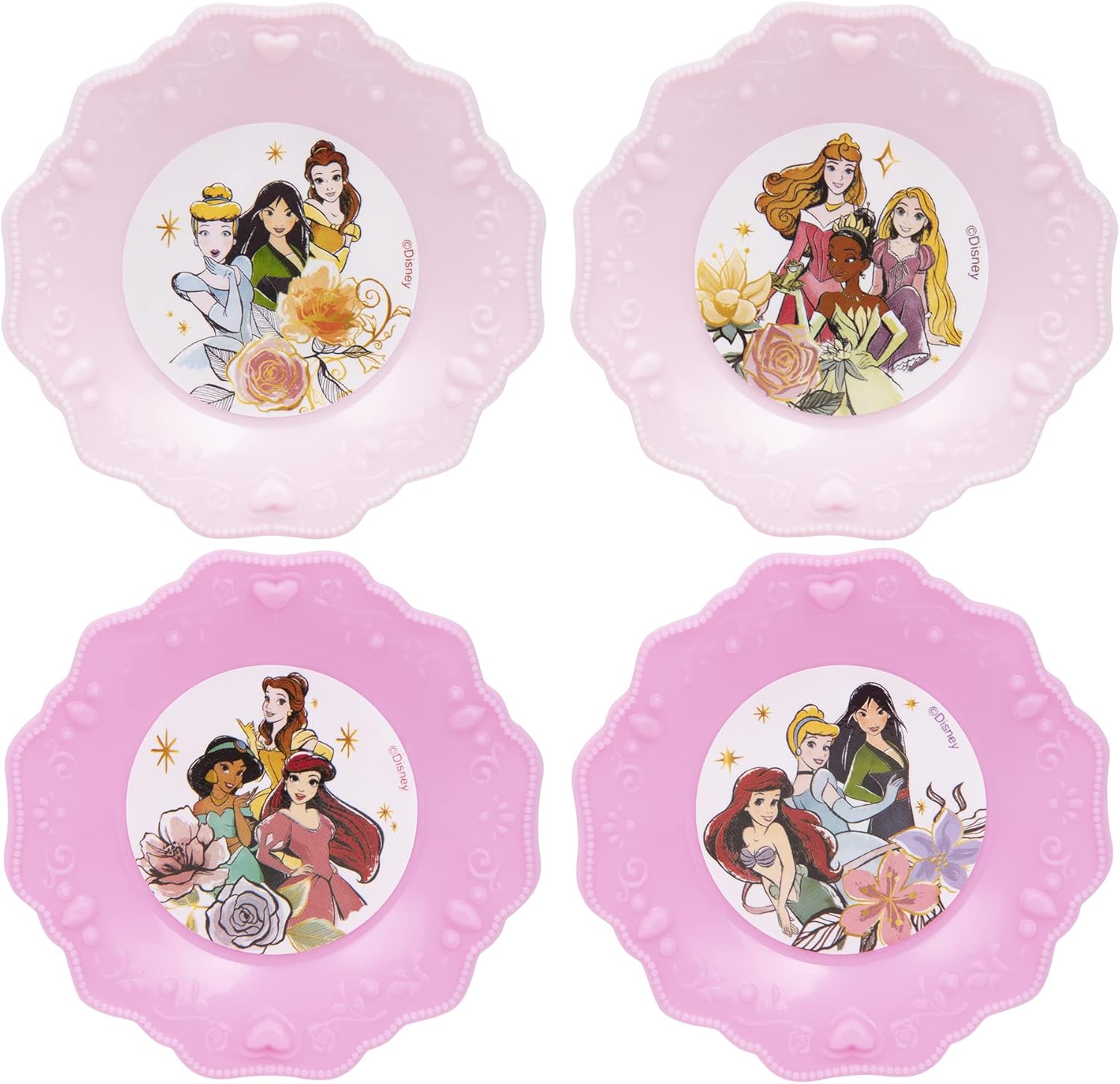 Disney Princess 26-Piece Toy Dinnerware Set, Multicolor Pretend Play Tea Set with Plates, Cups, Spoons, Forks, Knives, Teapot, Sugar Bowl and Creamer, Kids 3+