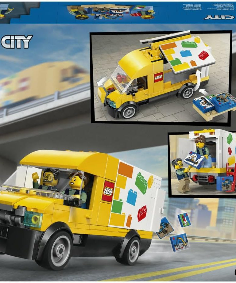 LEGO City The LEGO Van Toy - Delivery Truck Model Building Kit w/ 2 Minifigures, Trolley & Accessories - Birthday Gift Idea for 6+ Year Old Boys - 60500
