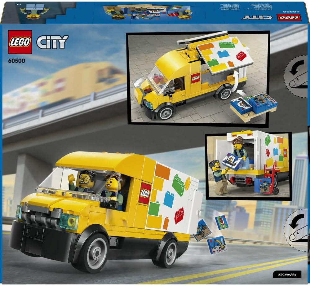 LEGO City The LEGO Van Toy - Delivery Truck Model Building Kit w/ 2 Minifigures, Trolley & Accessories - Birthday Gift Idea for 6+ Year Old Boys - 60500
