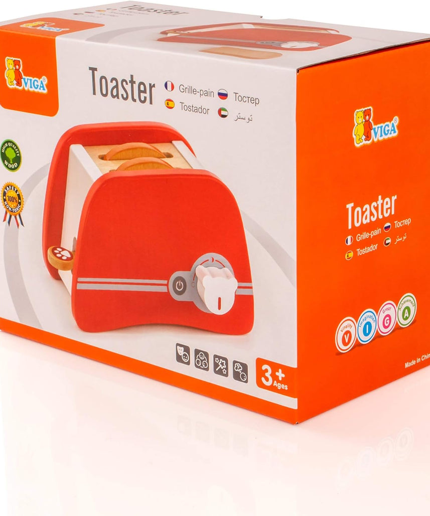 Viga Toys Wooden Toaster, Pretend Play Kitchen Accessory, Ages 3+