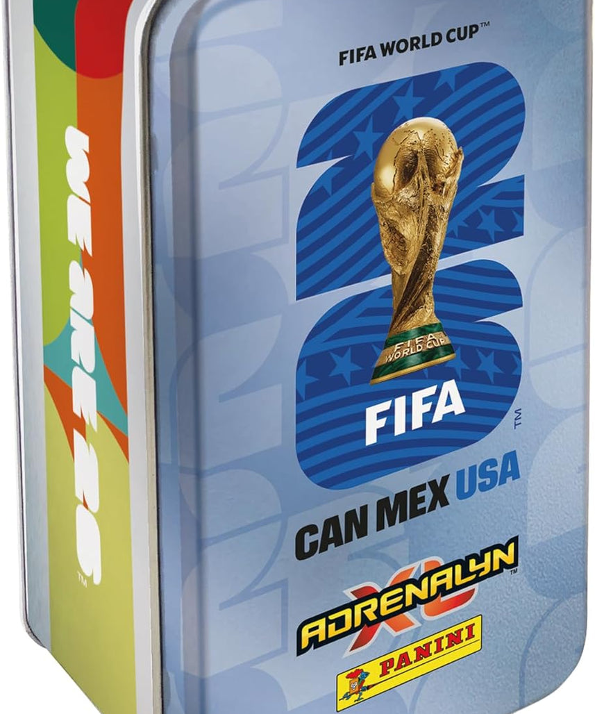 Panini FIFA World Cup 2026 Adrenalyn XL Classic Tin Trading Cards, 8 Packs with Limited Edition Cards and Golden Baller, Official Football Collectible Card Game Set for Kids and Collectors Age 6+