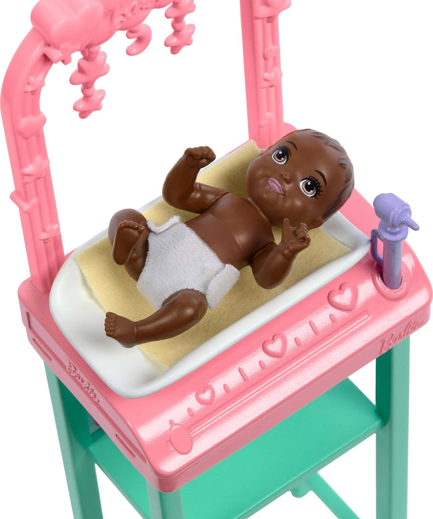 Barbie Baby Doctor Doll Playset with Baby Patient, Pink Scrubs, Exam Table, Medical Accessories & Furniture, Career Role-Play Toy for Kids 3+