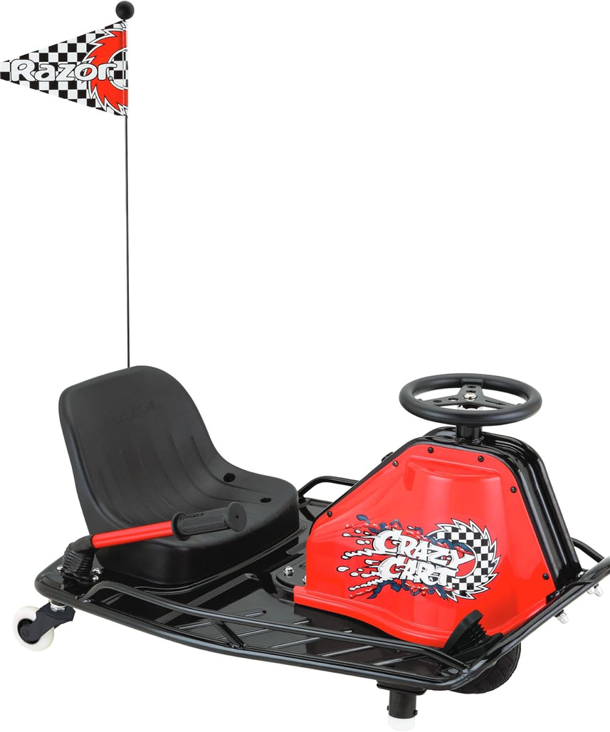 عربة ريزور كريزي كارت جونيور 2.0 - سيارة كارت كهربائية للانجراف للأطفال من سن 9 سنوات فما فوق، سرعات تصل إلى 19 كم/ساعة، مع مقود انجراف، مدة ركوب 40 دقيقة، آلة انجراف مثالية