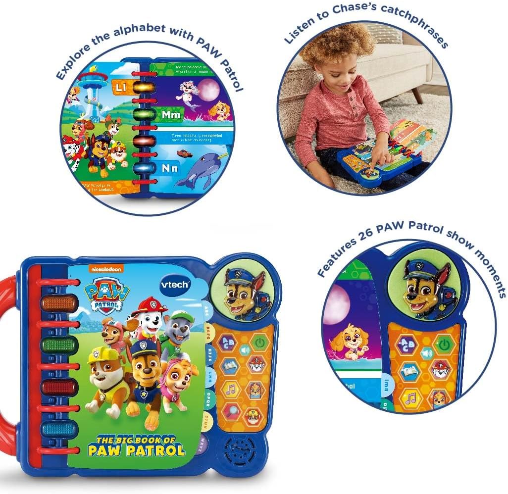 VTech The Big Book of PAW Patrol, Interactive Alphabet Learning Toy with Letters, Words, Music & Phrases, Multicolour, Kids 2–5+ Years